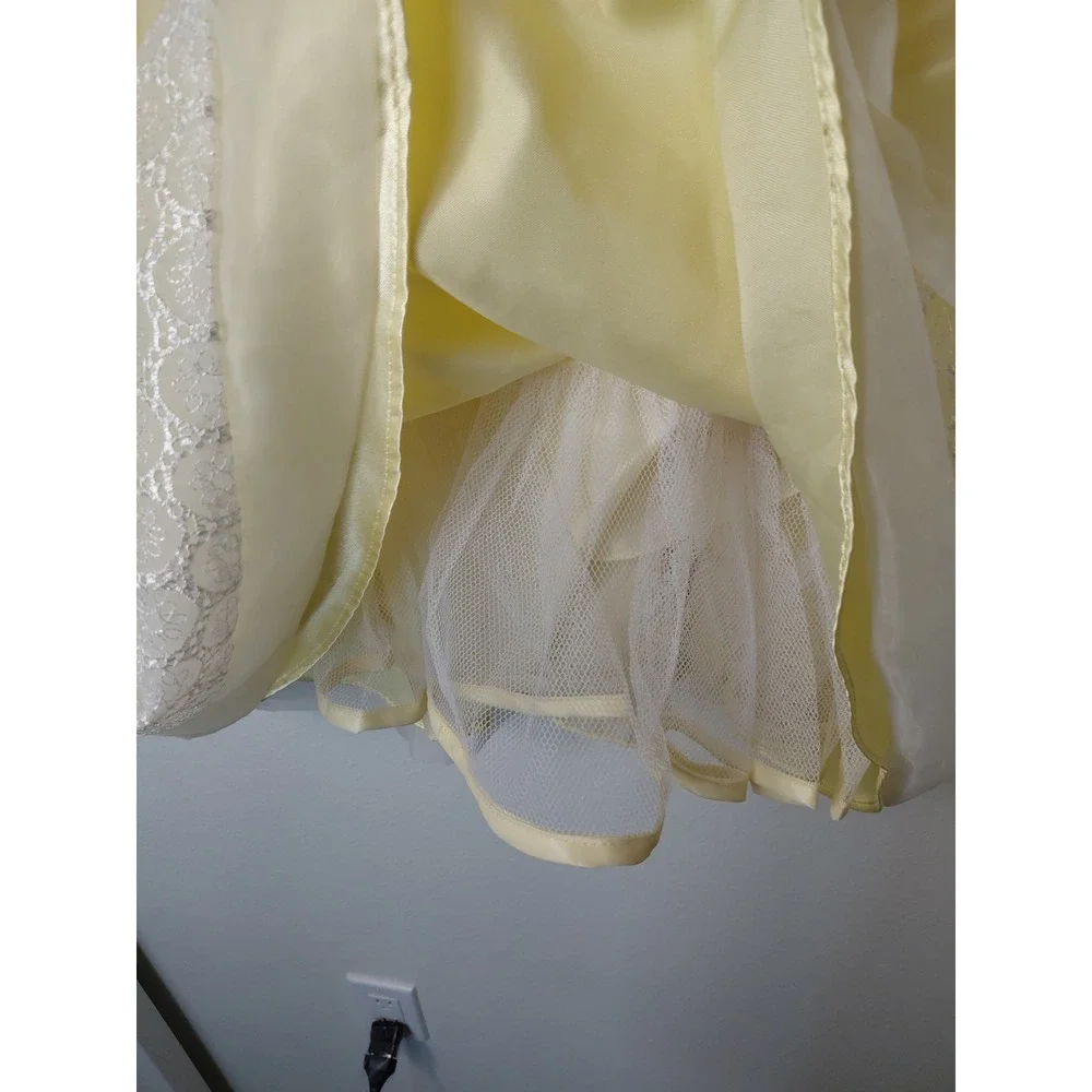 Jona Michelle Girl's Easter Spring Dress Yellow Lace Bow Sz 8 Party Wedding